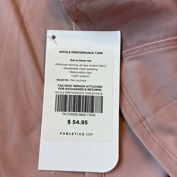 Fabletics Nicole Performance Tank- Pink- NEW - Picture 3 of 4